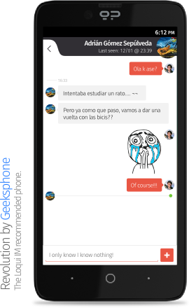 Revolution by Geeksphone: the Loqui IM recommended phone.